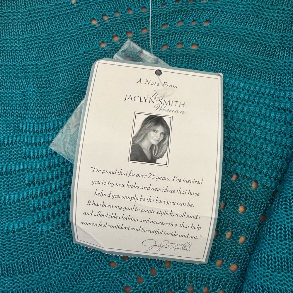 Jaclyn Smith Teal Textured Open Shrug Size 2X New With Tags - Picture 4 of 8